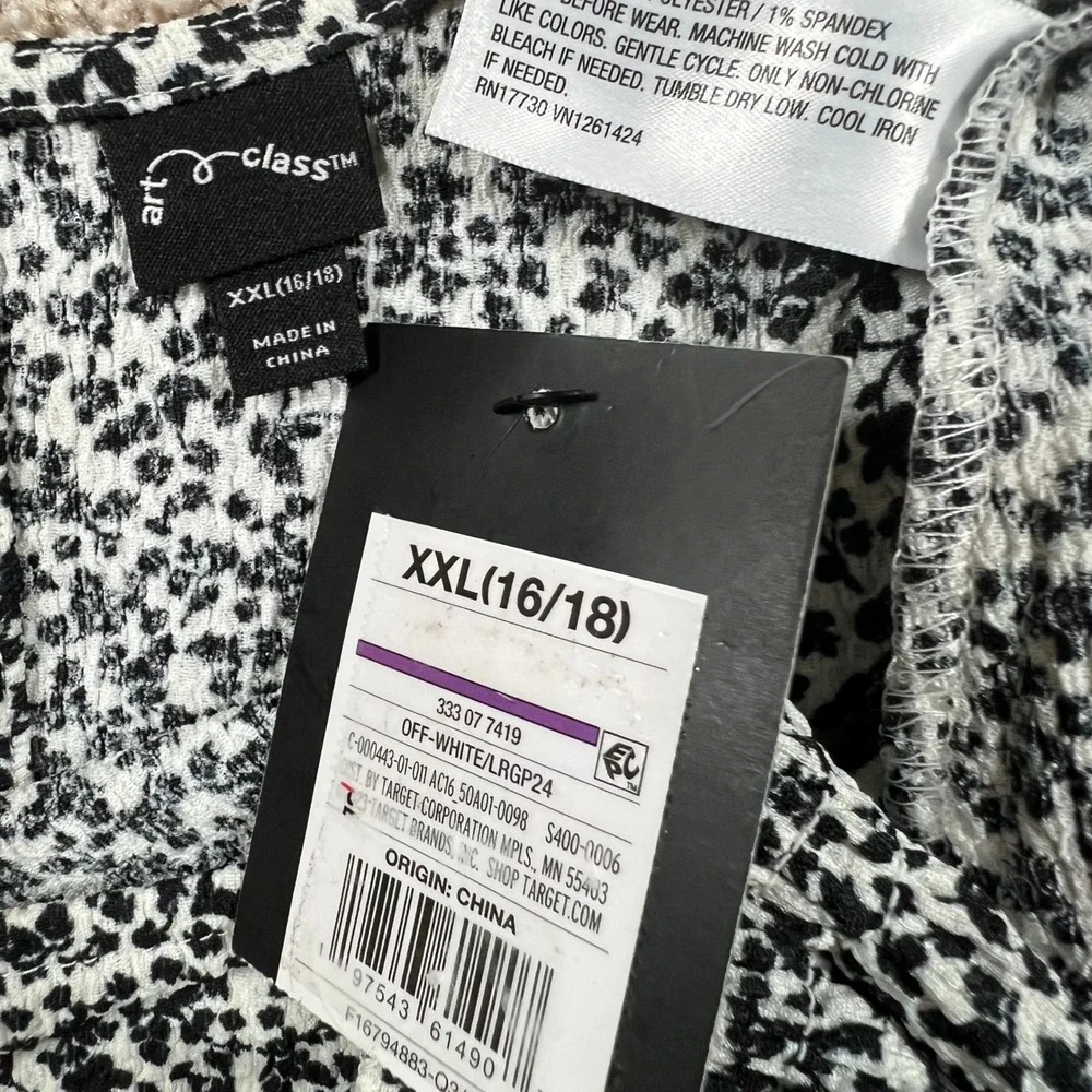 Art Class Girls XXL Floral Print Long Sleeve‎ Dress Casual Cute Black White Soft